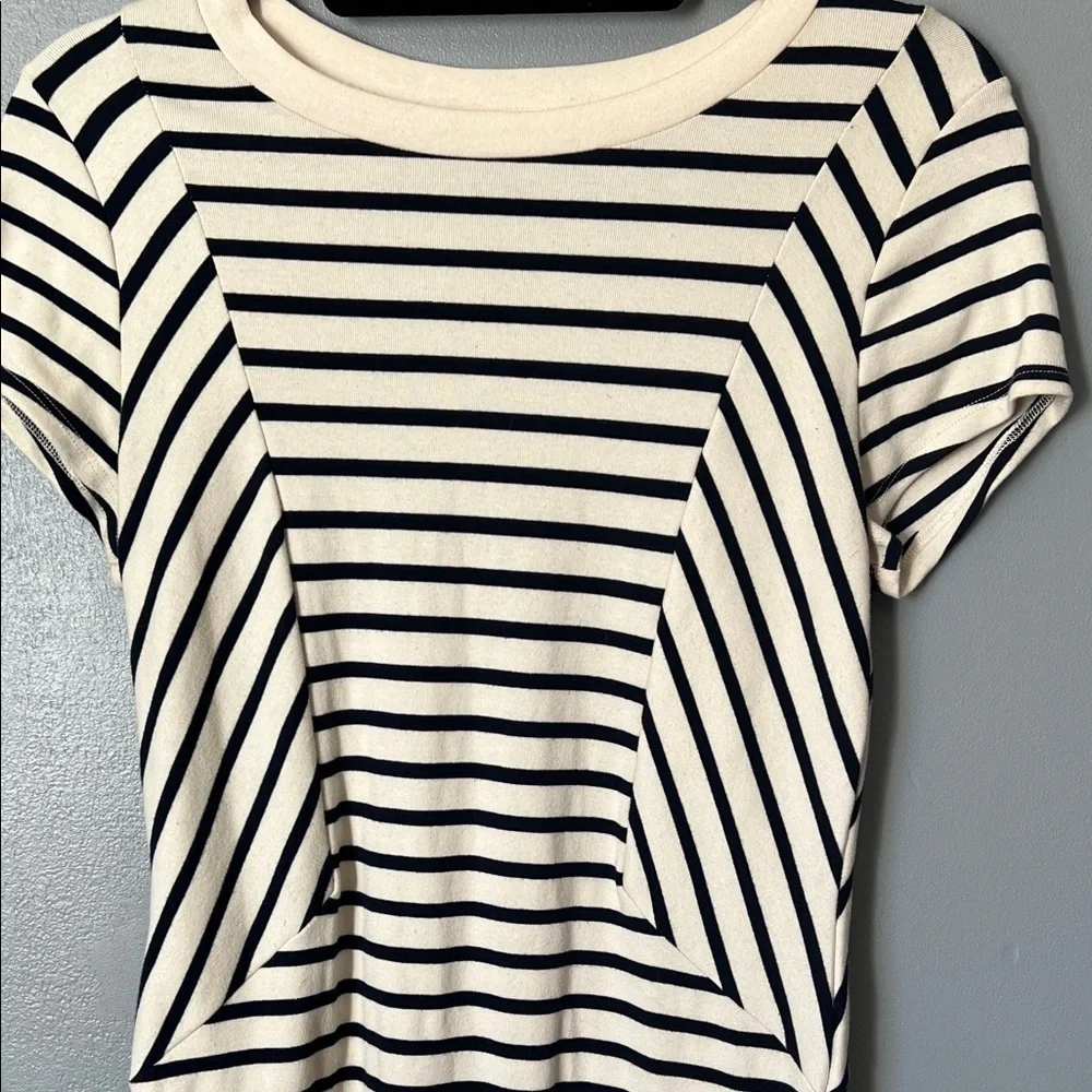 Montreau Women’s Striped Nautical Short Sleeve Mini Geometric PatternDressLarge‎